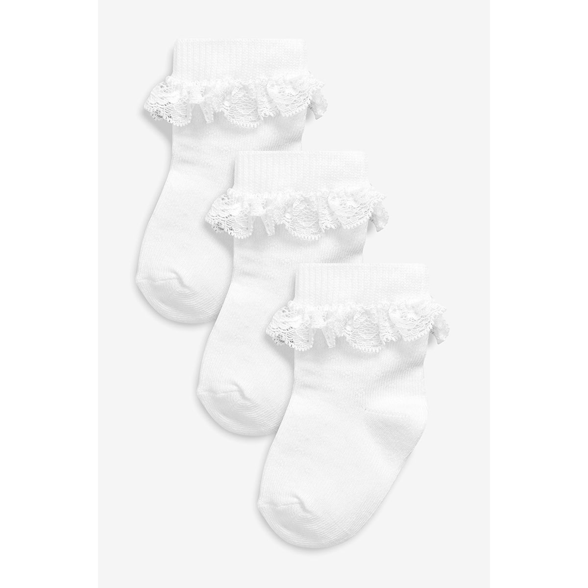 Blanc Bébé Fille Dentelle Volants Chaussettes Imprimé Animal Bordure avec nœuds taille 0-3 mois